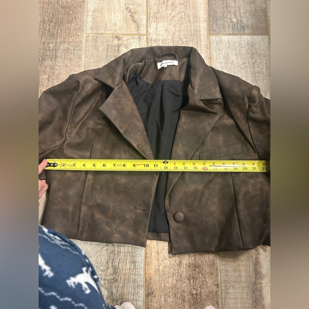 WeWoreWhat Dark Brown Patina Cropped Blazer - Picture 9 of 10